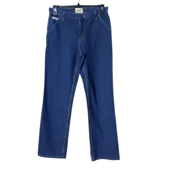 Schmidt Workwear Womens Relaxed Fit Cargo Jeans Size 8 Classic Blue Denim - Picture 1 of 9